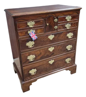 Late 19th Century Georgian Mahogany Period Style Norfolk Chest With Small Arched Center Door