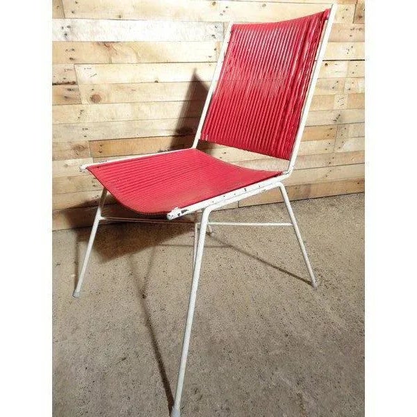 1960s Set of French Red and Blue Wire Chairs, 1960s For Sale - Image 5 of 11