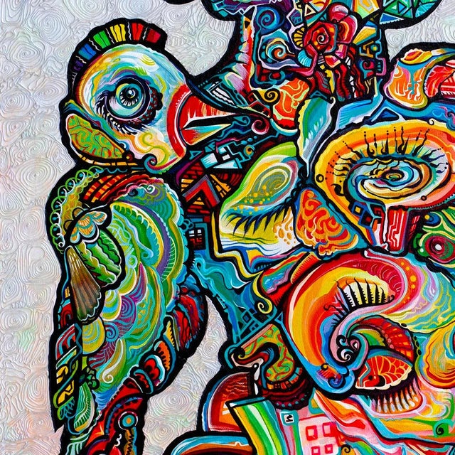 Abstract Alexander Arshansky, Cubist Painting "Cockatoo" For Sale - Image 3 of 3