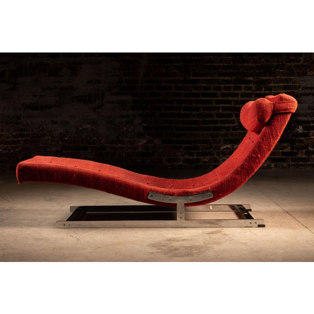 1960s 1960s Modernist "Bradfield" Upholstered Chaise Lounge in Red by Merrow For Sale - Image 5 of 7