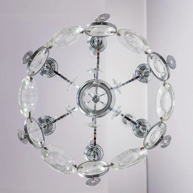 Steel Glass Chandelier, 1970s For Sale - Image 3 of 10