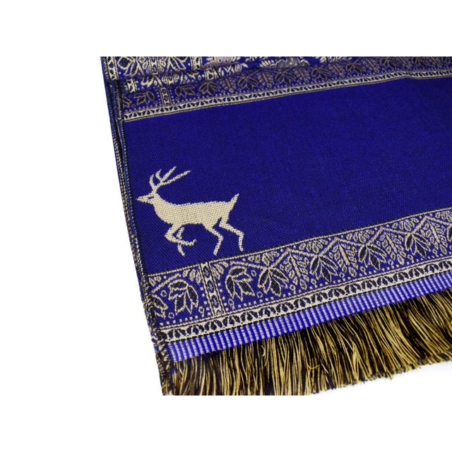 Blue Egyptian Blue Floral Throw Shawl or Wall Hanging For Sale - Image 8 of 12