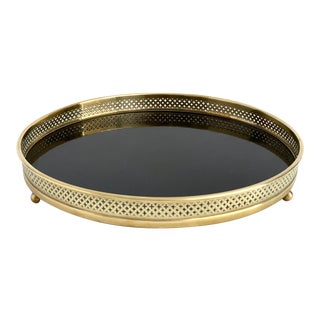 Mid-Century Brass Rimmed and Lucite Gallery Tray For Sale