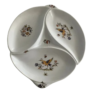 1990s French Faience Moistures Divided Plate