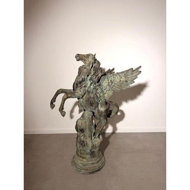 Large Bronze Pegasus & Winged Figure Sculpture For Sale - Image 3 of 7