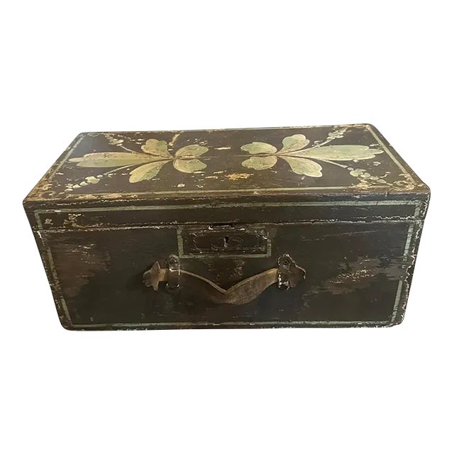 1890s Louis Philippe Brown and Green Lacquered Wood Sicilian Box For Sale