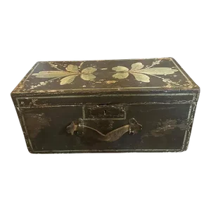 1890s Louis Philippe Brown and Green Lacquered Wood Sicilian Box