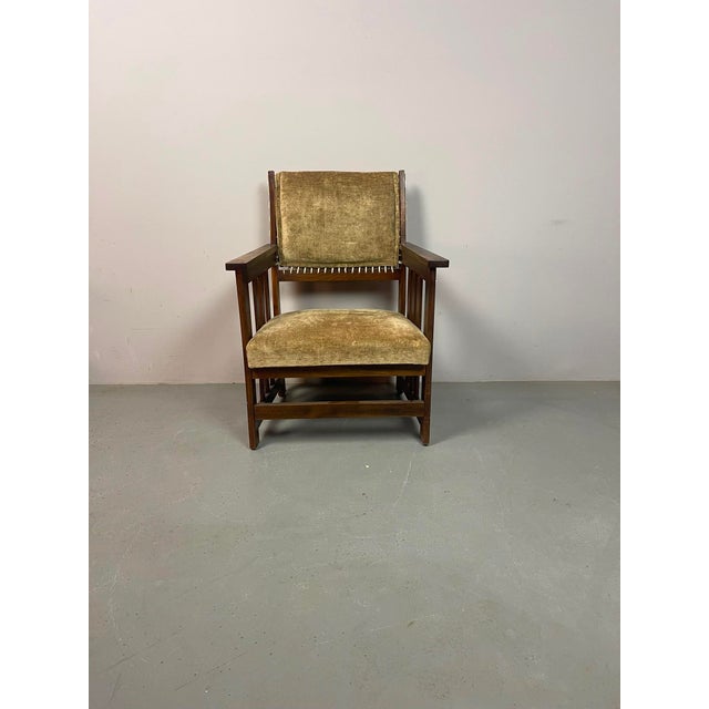 Antique dutch haagse school oak armchair by l.o.v. Meubelfabriek, oosterbeek. The netherlands, 1920s. an exceptional dutch...
