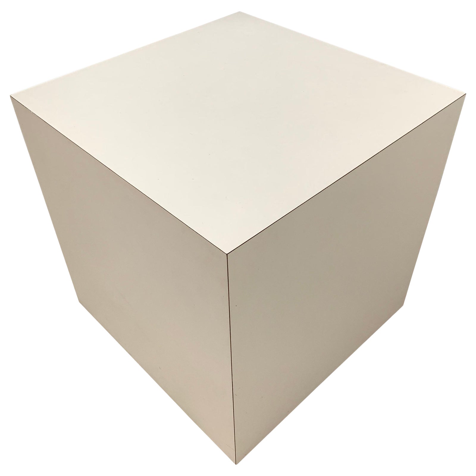 Postmodern White Laminate Cube Side End or Occasional Table Chairish