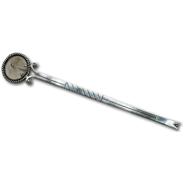 1940s Rare Large Vintage 1940s Taxco Mexico Sterling Silver Candle Snuffer by Premier & Renowned Maker Hector Aguilar - 13 Inches Long For Sale - Image 5 of 18