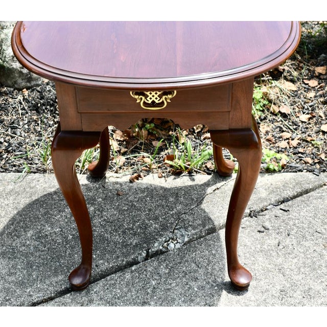 Vintage Nob Creek Oval CherryWood Queen Anne Style Table W/Drawer For Sale - Image 9 of 14