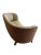 Mid-Century Modern 1940s Danish Banana Style Sofa in Taupe Leather and Chocolate Bouclé For Sale - Image 3 of 9