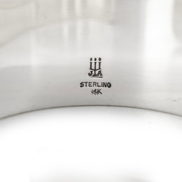 Metal James Avery 14k Yellow Gold 925 Silver Sleek Central Gold Cuff Bangle Bracelet For Sale - Image 7 of 8