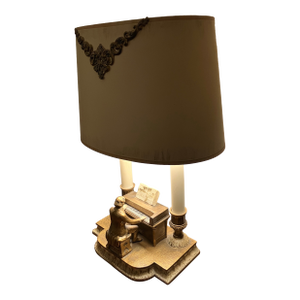 Antique Figural 1932 Beethoven-Themed Piano Lamp W/Original Shade by J.B.Hirsch