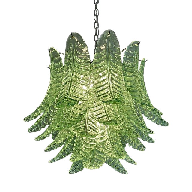 Italian Green Felci Murano Glass Chandelier in Green by Simoeng for Simoeng For Sale