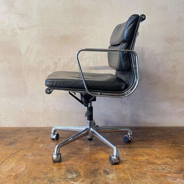 Animal Skin Black Leather Soft Pad Chair by Charles and Ray Eames for Vitra, 1960s For Sale - Image 7 of 14