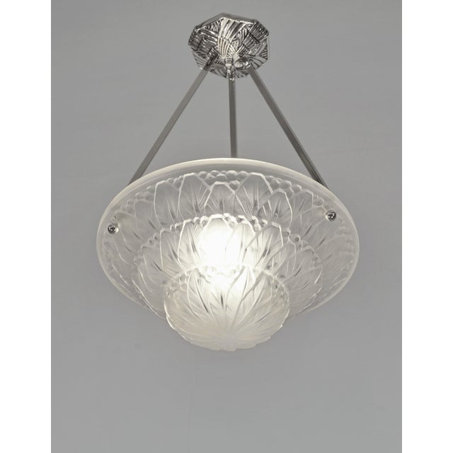 Baccarat French Art Deco Pendant Light by Hettier Et Vincent & Baccarat - 1920s France For Sale - Image 4 of 11