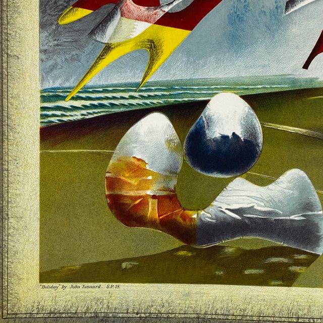 1940s 1947 Abstract Offset Lithograph Biomorphic Signed in Print After John Tunnard For Sale - Image 5 of 6