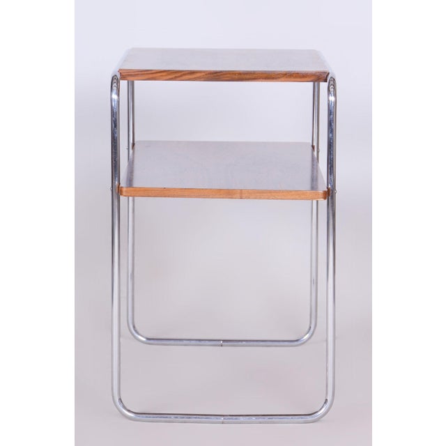 Brown Bauhaus Side Table in Walnut attributed to Hynek Gottwald, Czechia, 1930s For Sale - Image 8 of 9