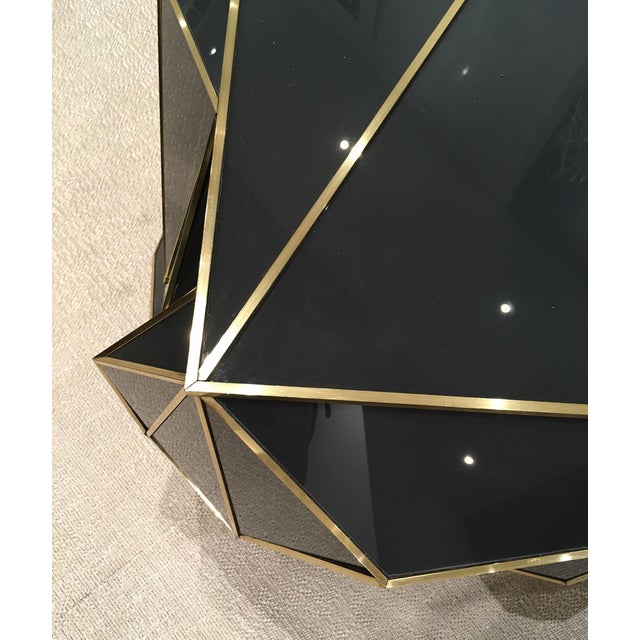 Contemporary BrassTrimmed Glass Geometric Coffee Table Chairish