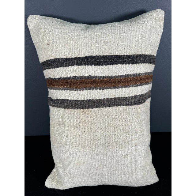 Turkish Hemp Pillow Cushion Natural Beige Brown Pillow Cushion Cover 16" x 24" For Sale - Image 4 of 4