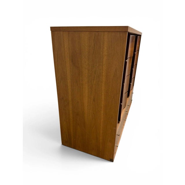 Johnson Carper Johnson Carper Mid-Century Modern Walnut Highboy Dresser | Fashion Trend | C. 1960s, Attributed For Sale - Image 4 of 4