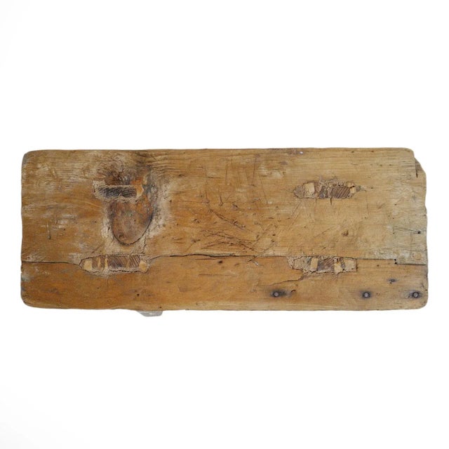 Vintage Elm Work Rustic Farm Stool For Sale - Image 10 of 11