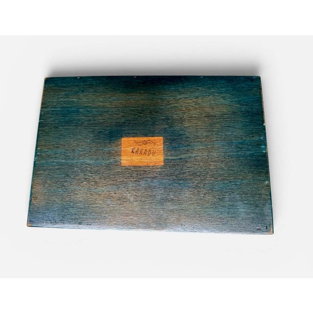 A striking, original hand-painted wooden serving tray by acclaimed Israeli artist Reut Shahar for Kakadu Design Studio....