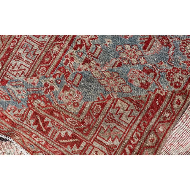 Antique Persian Gallery Malayer Runner With Red and Blue 4'3 X 16'10 For Sale - Image 9 of 10