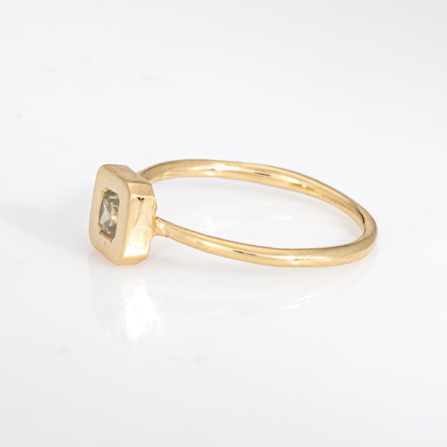 Fancy Colored Diamond Ring Sz 6.75 Square Stacking Band 14k Yellow Gold Jewelry For Sale - Image 4 of 6