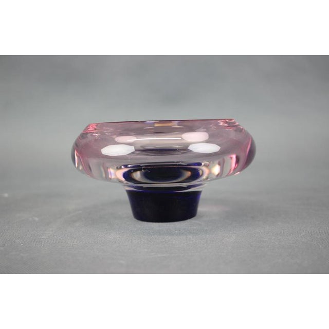 1960s Czech Pink and Blue Sommerso Glass Ashtray from Hospodka, 1960s For Sale - Image 5 of 9