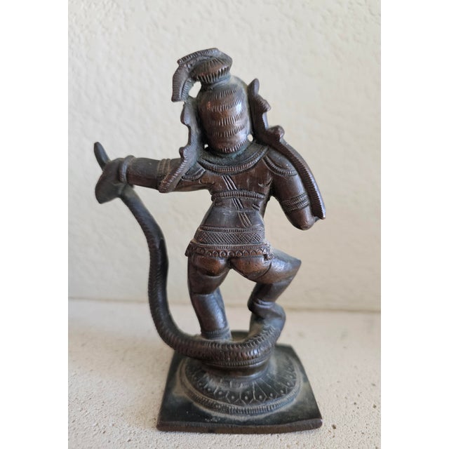 Metal South Indian Nayaka Bronze Sculpture of Krishna Kaliya Damana, Circa 18th Century For Sale - Image 7 of 12