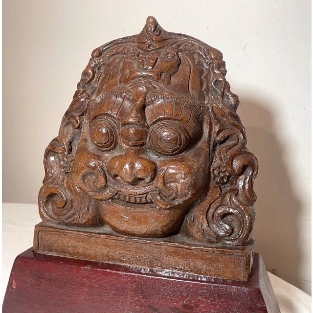 Figurative Rare Antique 1700's Ancient Terracotta Nepalese Bhairava Pottery Mask Sculpture For Sale - Image 3 of 12