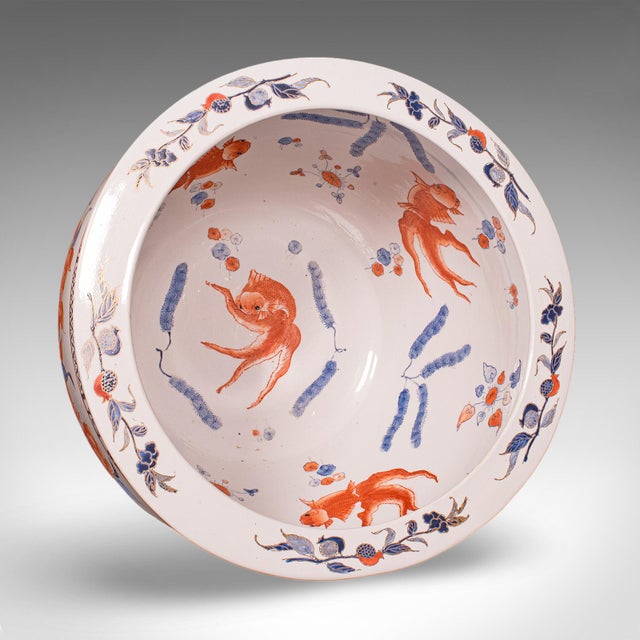 Ceramic Vintage Fish Bowl Jardiniere Pot, Oriental Ceramic, Decorative Planter, Art Deco For Sale - Image 7 of 12