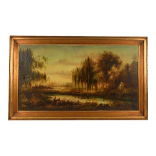 Framed Signed Marsh at Morning Landscape For Sale