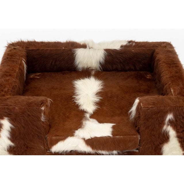 Rustic Cowhide Upholstered Dog Bed For Sale - Image 3 of 6