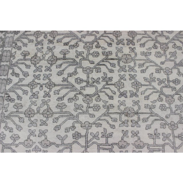 Hand-Knotted Khotan Rug by Keivan Woven Arts in Wool With All-Over Design in Neutrals For Sale - Image 9 of 11