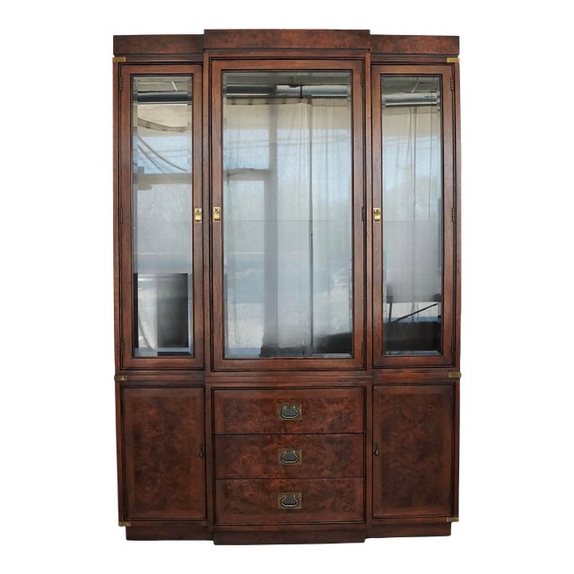 Vintage Hickory Manufacturing Company Burl Wood Cabinet For Sale