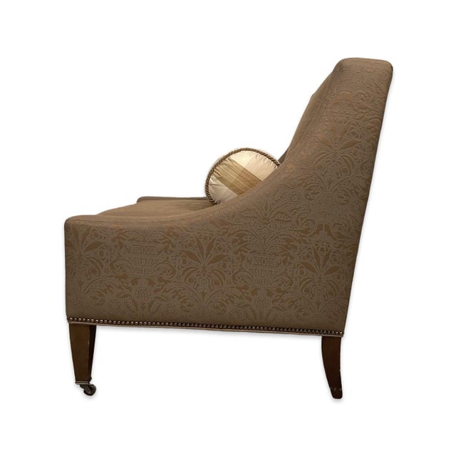 Pair of Lillian August Custom Damask Fabric Club Chairs With Nailhead