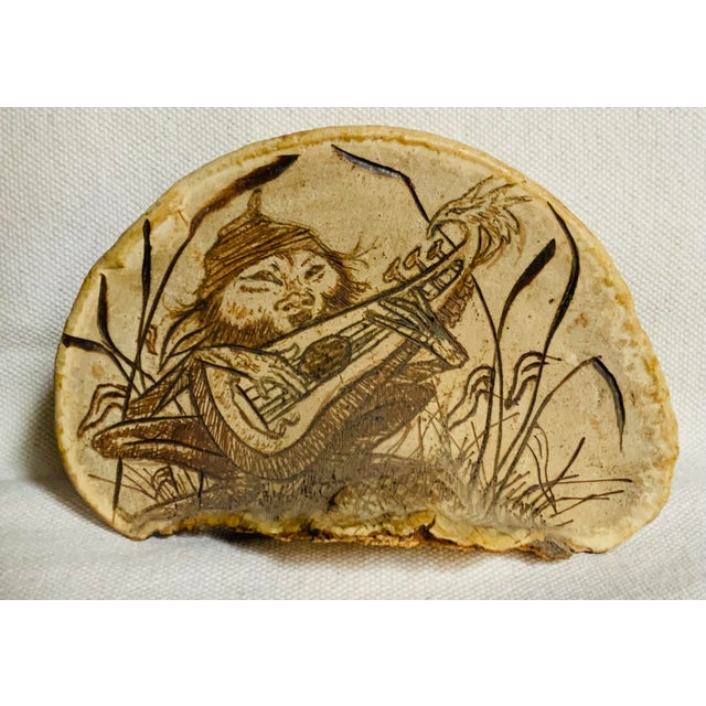 Cream Mid-Century Etched Folk Art Artist's Conk Mushroom For Sale - Image 8 of 17