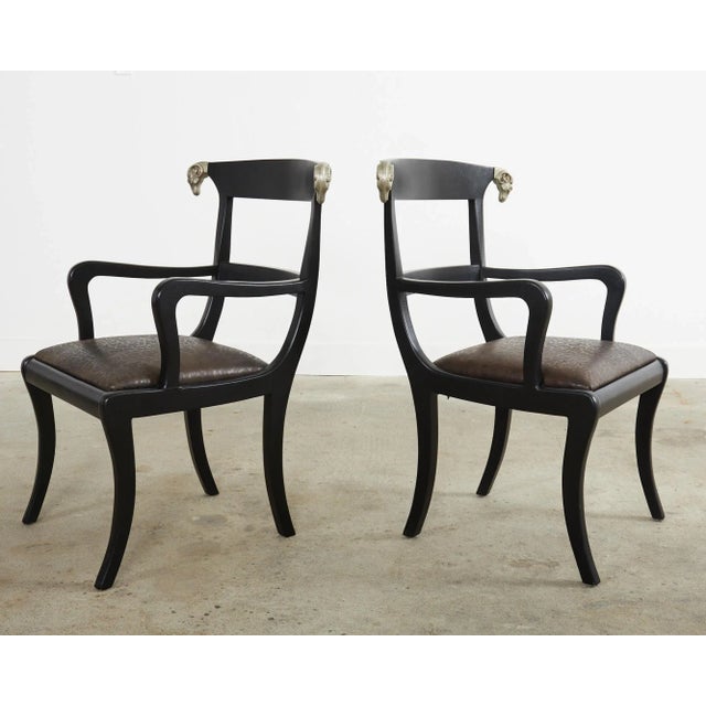 Black Set of Four English Regency Style Armchairs With Rams Heads For Sale - Image 8 of 13