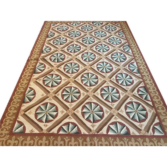 Beige An Antique Panel Design/Geometric French Aubusson Rug For Sale - Image 8 of 11