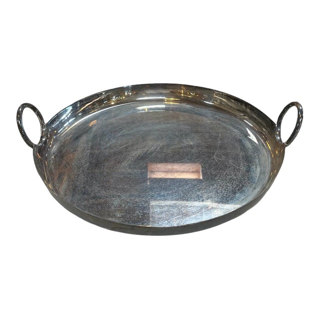 Mid Century Italian Silver Plated Round Bowl, 1970s For Sale