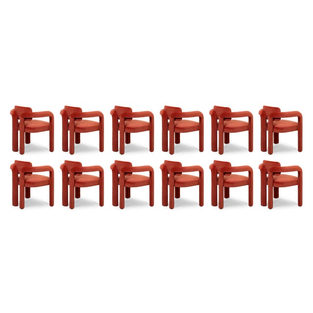 Double Arch Dining Chairs in Crimson Red Cotton Velvet from Insidherland, Set of 12 For Sale - Image 16 of 16