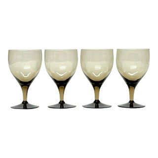 Mid 20th Century Modern Smokey Grey Wine Goblets - Set of 4 For Sale