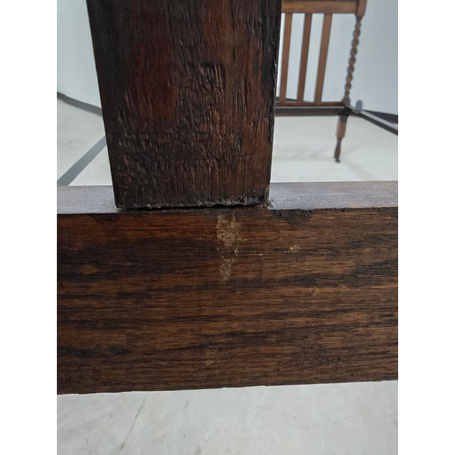 French Antique Full Size Bedframe, Barley Twist With Original Iron Castors and Rails For Sale - Image 17 of 18