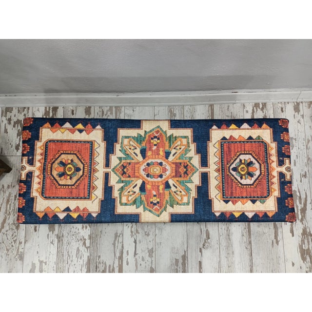 2020s Blue Rug Upholstered Ottoman Bench For Sale - Image 5 of 10