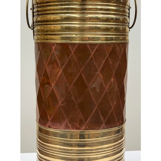 Copper Vintage Brass and Copper Umbrella Stand For Sale - Image 8 of 9