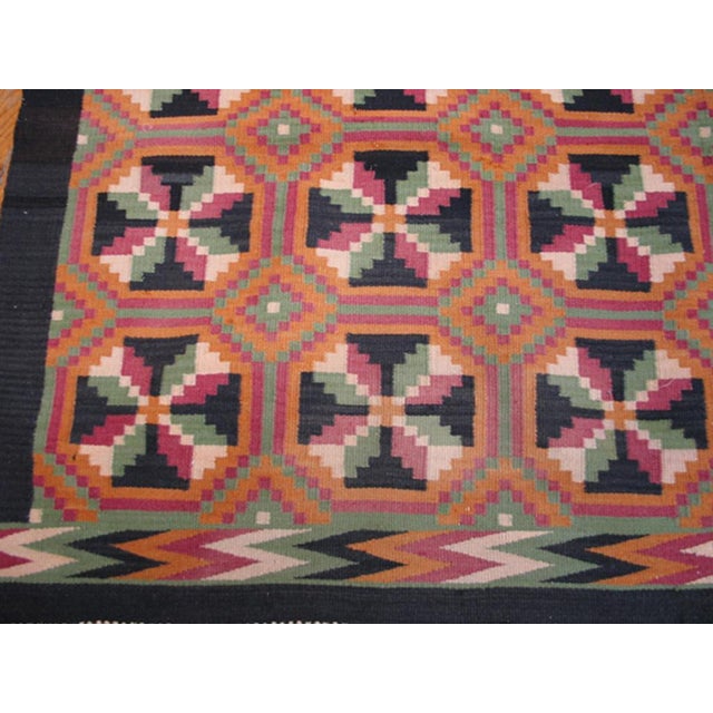 1930s Multicolor Diamond Antique Mexican Zapotec Navajo Rug 3' 3" X 4' 10" Flatweave Wool Carpet For Sale - Image 4 of 6