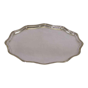 1970’s Vintage/New Silverplate Scallopped Edge Salver, Gadroon Mount